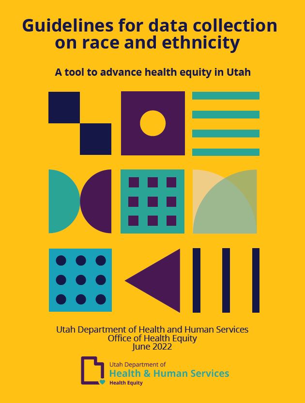 Cover: Guidelines for data collection on race and ethnicity in Utah with geometric patterns.